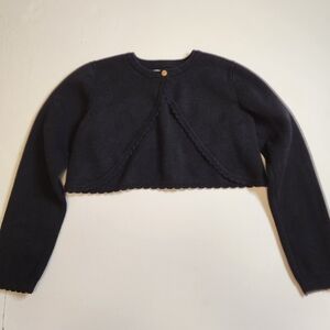 Hope & Henry Cardigan Girls Medium Black Organic Cropped Milano Stitch Dressy